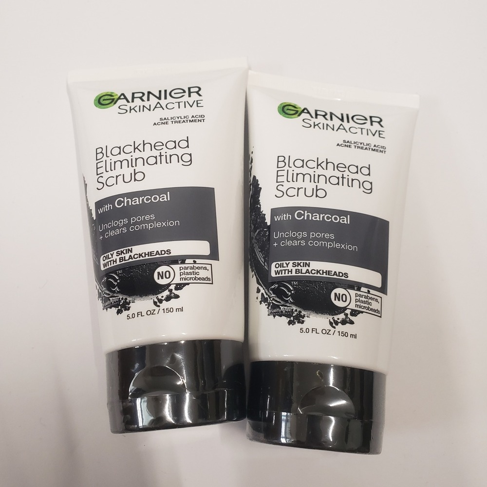 Garnier Blackhead Eliminating Scrub 5oz 2pk Charcoal Salicylic Acid Acne NEW